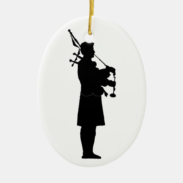 Adorno De Cerámica Silhouette de Bagpiper (Frente)