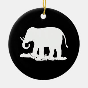 Adorno De Cerámica Silhouette para elefantes blancos y negros