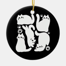 Adorno De Cerámica Silhouettes de color blanco gatito - Diseño felino