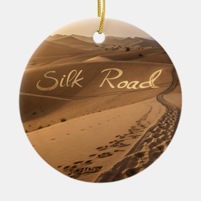 Adorno De Cerámica Silk Road Desert Landscape Typography Art (Frente)