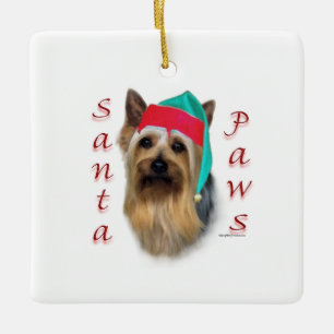 Adorno De Cerámica Silky Terrier Santa Paws