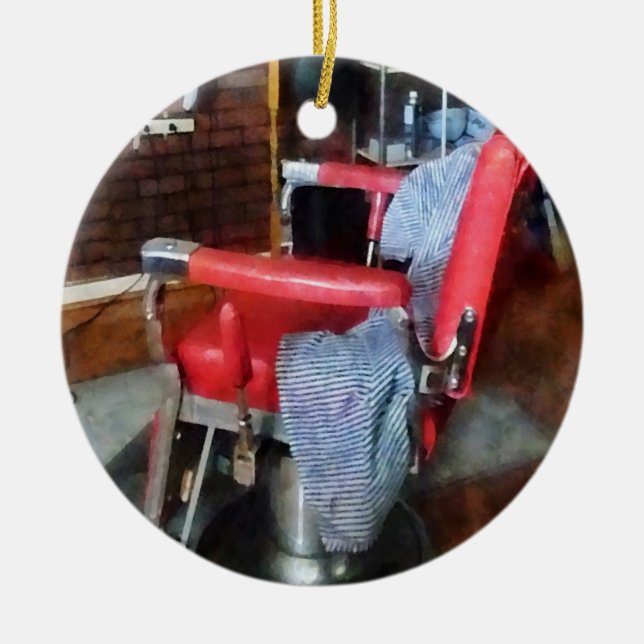 Adorno De Cerámica Silla de peluquero roja (Frente)