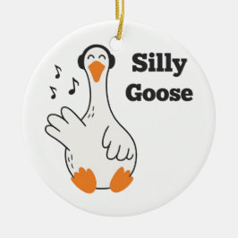 Adorno De Cerámica Silly Goose Wearing Headphones – Cute Funny Goose