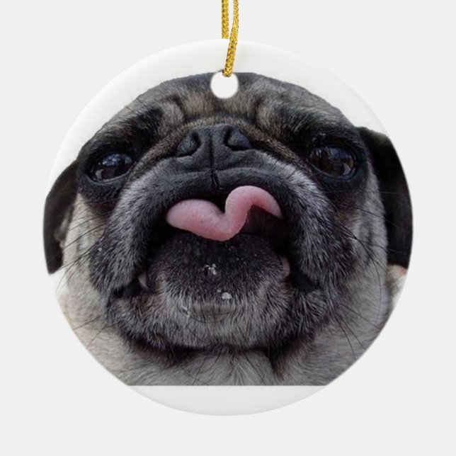 ADORNO DE CERÁMICA SILLY PUG CHRISTMAS ORNAMENT (Frente)