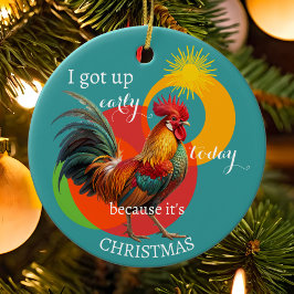 Adorno De Cerámica Silly Sunny Funny Colorful Rooster Christmas 