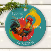 Silly Sunny Funny Colorful Rooster Christmas 