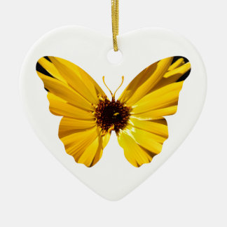 Adorno De Cerámica Silueta amarilla de la mariposa de la flor