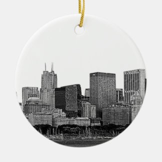 Adorno De Cerámica Silueta de Chicago Grabada