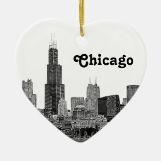 Adorno De Cerámica Silueta de Chicago Grabada