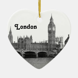 Adorno De Cerámica Silueta de Londres Inglaterra Reino Unido Grabada