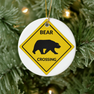 Adorno De Cerámica silueta de oso signo de cruce de osos SlipperyJoe'