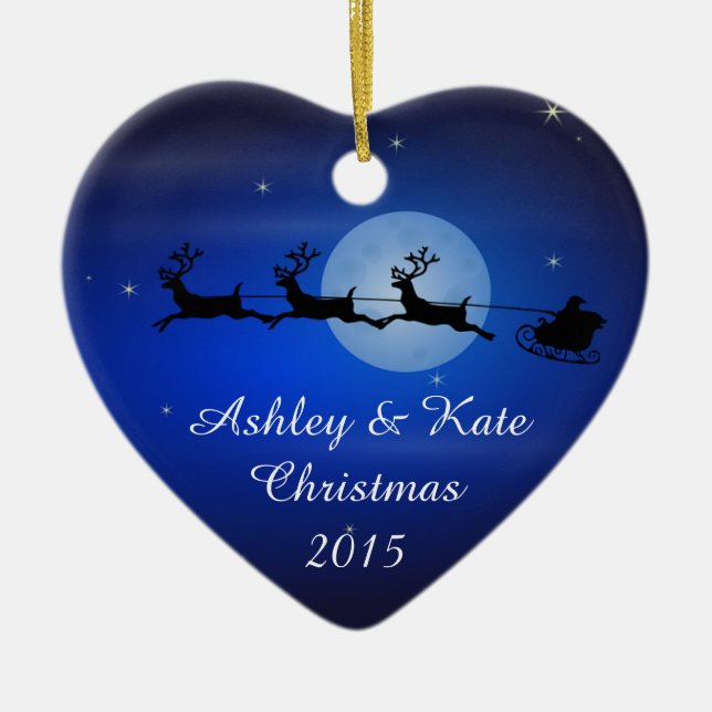 Adorno De Cerámica Silueta de Santa y del reno (Frente)