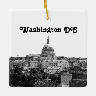 Adorno De Cerámica Silueta de Washington Grabada
