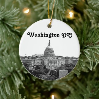 Adorno De Cerámica Silueta de Washington Grabada