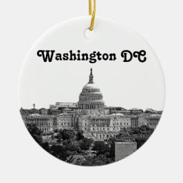 Adorno De Cerámica Silueta de Washington Grabada