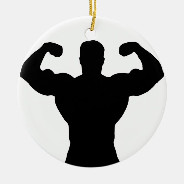 Adorno De Cerámica silueta del bodybuilder (Frente)