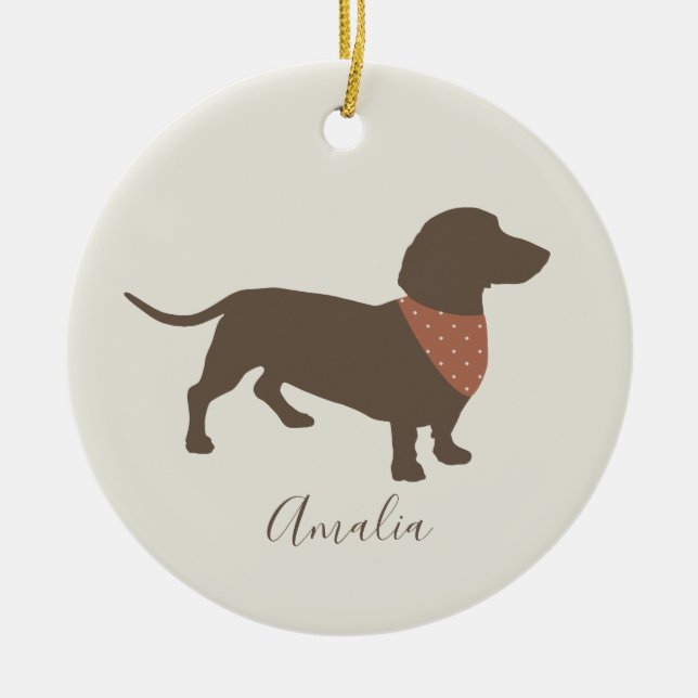 Adorno De Cerámica Silueta del Dachshund de Minimalistic con el (Frente)