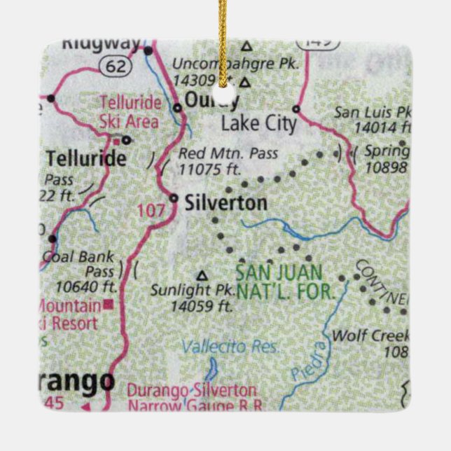 Adorno De Cerámica Silverton and Ouray Map (Reverso)