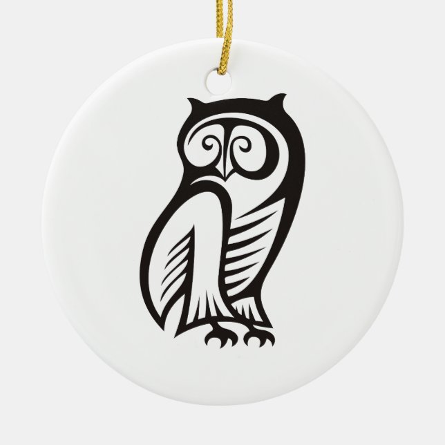 Adorno De Cerámica Símbolo de búho negro (Frente)