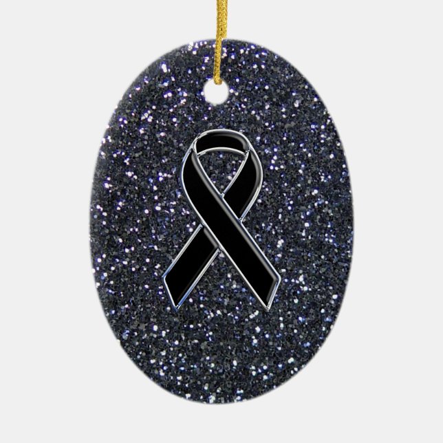 Adorno De Cerámica Símbolo de conciencia de la cinta negra (Frente)