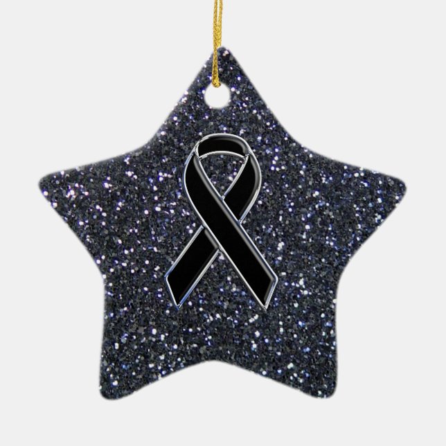 Adorno De Cerámica Símbolo de conciencia de la cinta negra (Frente)