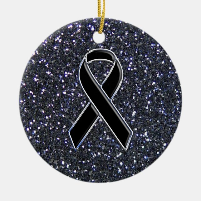 Adorno De Cerámica Símbolo de conciencia de la cinta negra (Frente)
