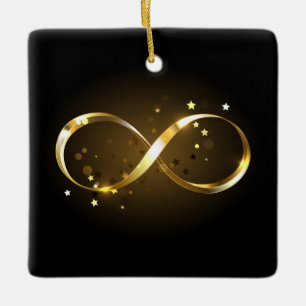 Adorno De Cerámica Símbolo de infinito dorado