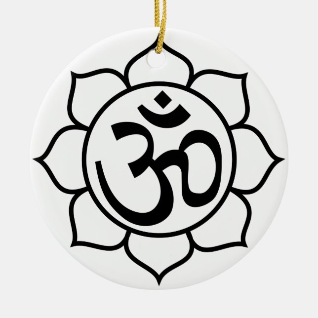 Adorno De Cerámica Símbolo de OM de la flor de Lotus (Frente)