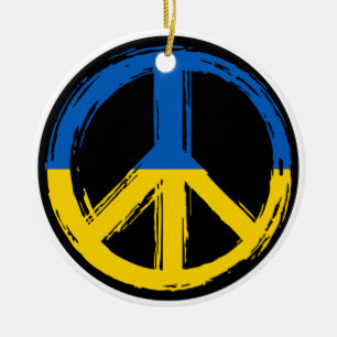 Adorno De Cerámica Símbolo de paz de Ucrania con Ucrania