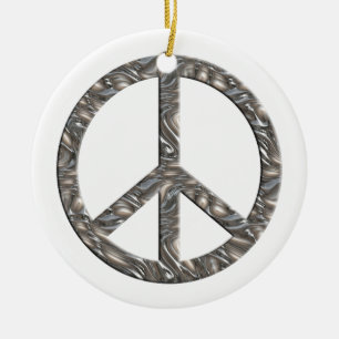 Adorno De Cerámica Símbolo de PAZ - PLATA