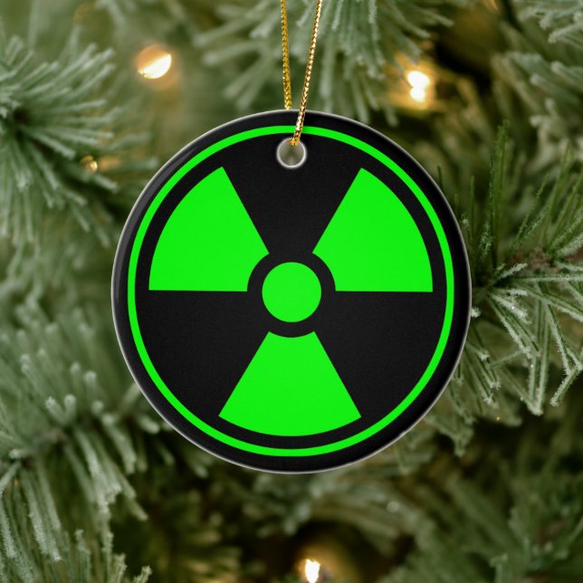 Adorno De Cerámica Símbolo de radiación nuclear radiactiva en verde (Árbol)