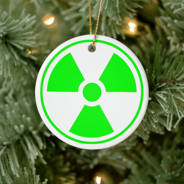 Adorno De Cerámica Símbolo de radiación nuclear radiactiva en verde (Árbol)