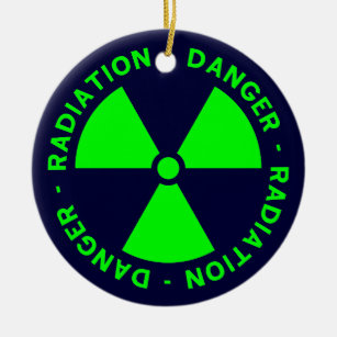 Adorno De Cerámica Símbolo de radiación verde y azul