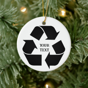 Adorno De Cerámica Símbolo de Reciclaje Negro Foto Navidad