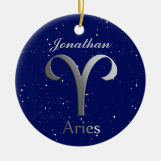 Adorno De Cerámica Símbolo de Rótulo Aries Sun con nombre