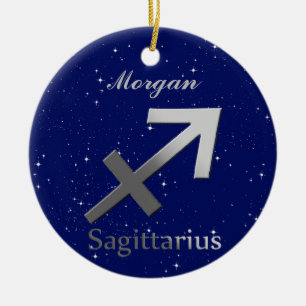 Adorno De Cerámica Símbolo de Rótulo Sagittarius Sun con nombre