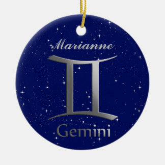 Adorno De Cerámica Símbolo de Rótulo Sun Gemini con nombre