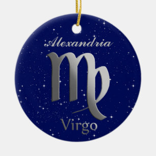 Adorno De Cerámica Símbolo de Rótulo Virgo Sun con nombre