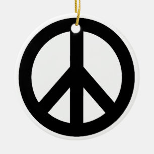 Adorno De Cerámica Símbolo de signo de paz blanco negro