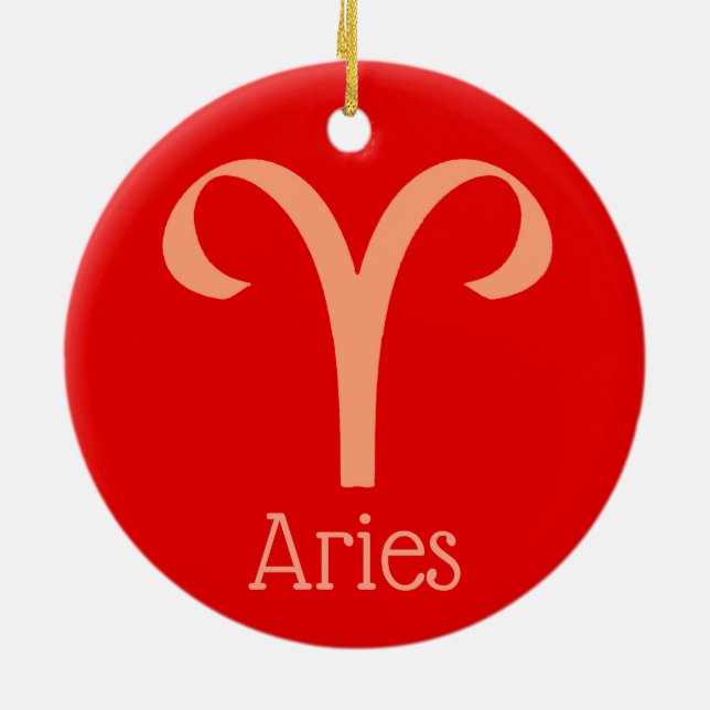 Adorno De Cerámica Símbolo de zodiaco de Rótulo de Aries Sun (Atrás)