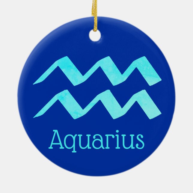 Adorno De Cerámica Símbolo de zodiaco del Rótulo Aquarius Sun (Atrás)