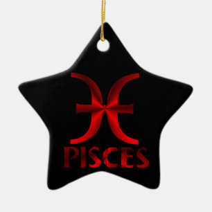 Adorno De Cerámica Símbolo del horóscopo Red Pisces