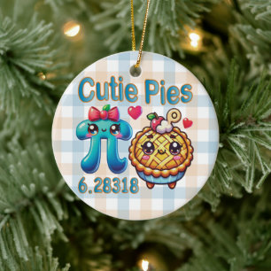 Adorno De Cerámica Símbolo divertido "Cutie Pies" Cute Pi y Pie Pun