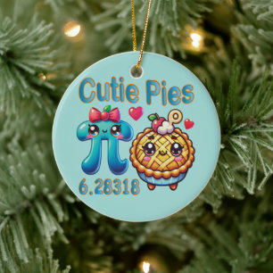 Adorno De Cerámica Símbolo divertido "Cutie Pies" Cute Pi y Pie Pun