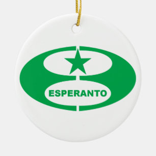 Adorno De Cerámica Símbolo esperanto + bandera,