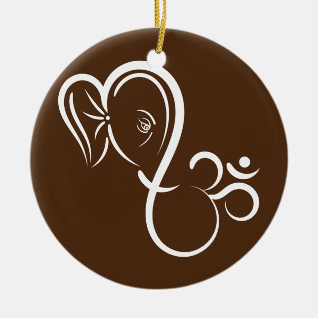 Adorno De Cerámica Símbolo Ganesha Meditación Caligrafía espiritual (Frente)