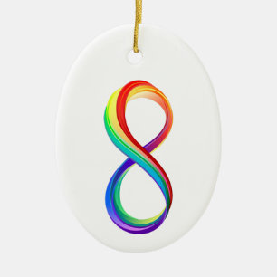 Adorno De Cerámica Símbolo infinito arcoiris en capas