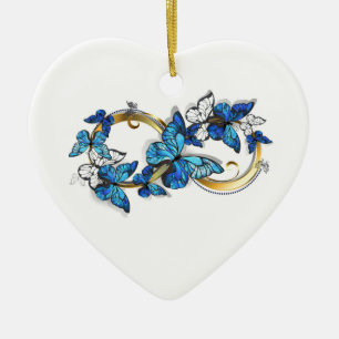 Adorno De Cerámica Símbolo infinito de mariposas Morpho azules