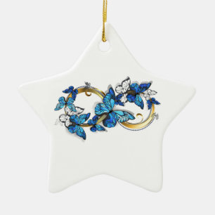 Adorno De Cerámica Símbolo infinito de mariposas Morpho azules
