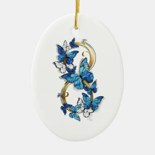 Adorno De Cerámica Símbolo infinito de mariposas Morpho azules